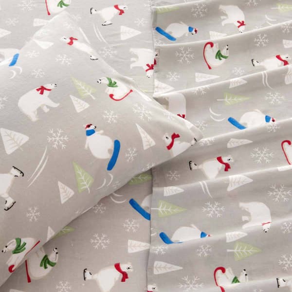 Freshfolds Cotton Polar Bears Winter 4pc. Flannel Sheet Set