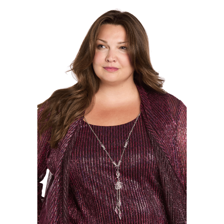 Plus Size R&M Richards Sequined Duster Pant Set