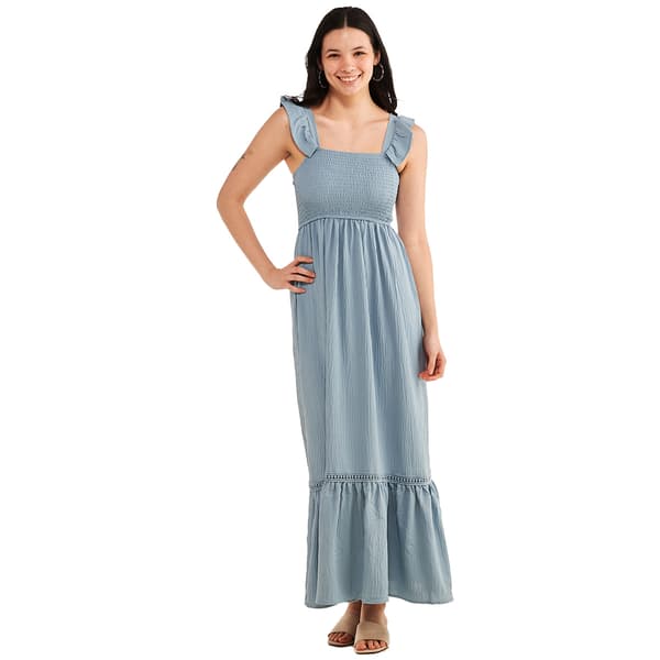 Juniors No Comment Cascade Smocked Maxi Dress - image 