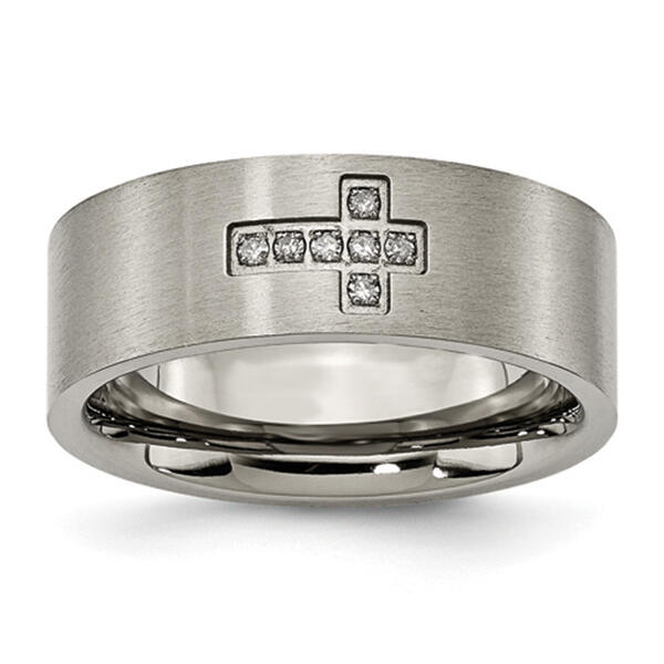 Mens Endless Affection&#40;tm&#41; Titanium Brushed Diamond Cross Flat Band - image 
