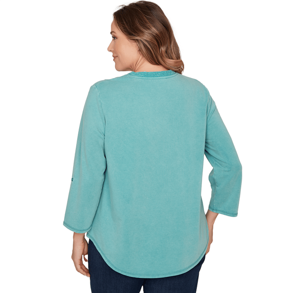 Plus Size Ruby Rd. Renaissance Romance 3/4 Sleeve V Neck Tee