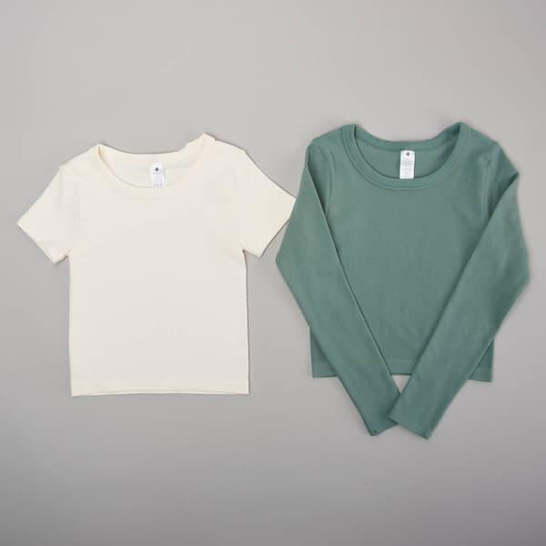 Girls &#40;7-12&#41; Yogalicious 2pk. Seamless Short & Long Sleeve Tops - image 