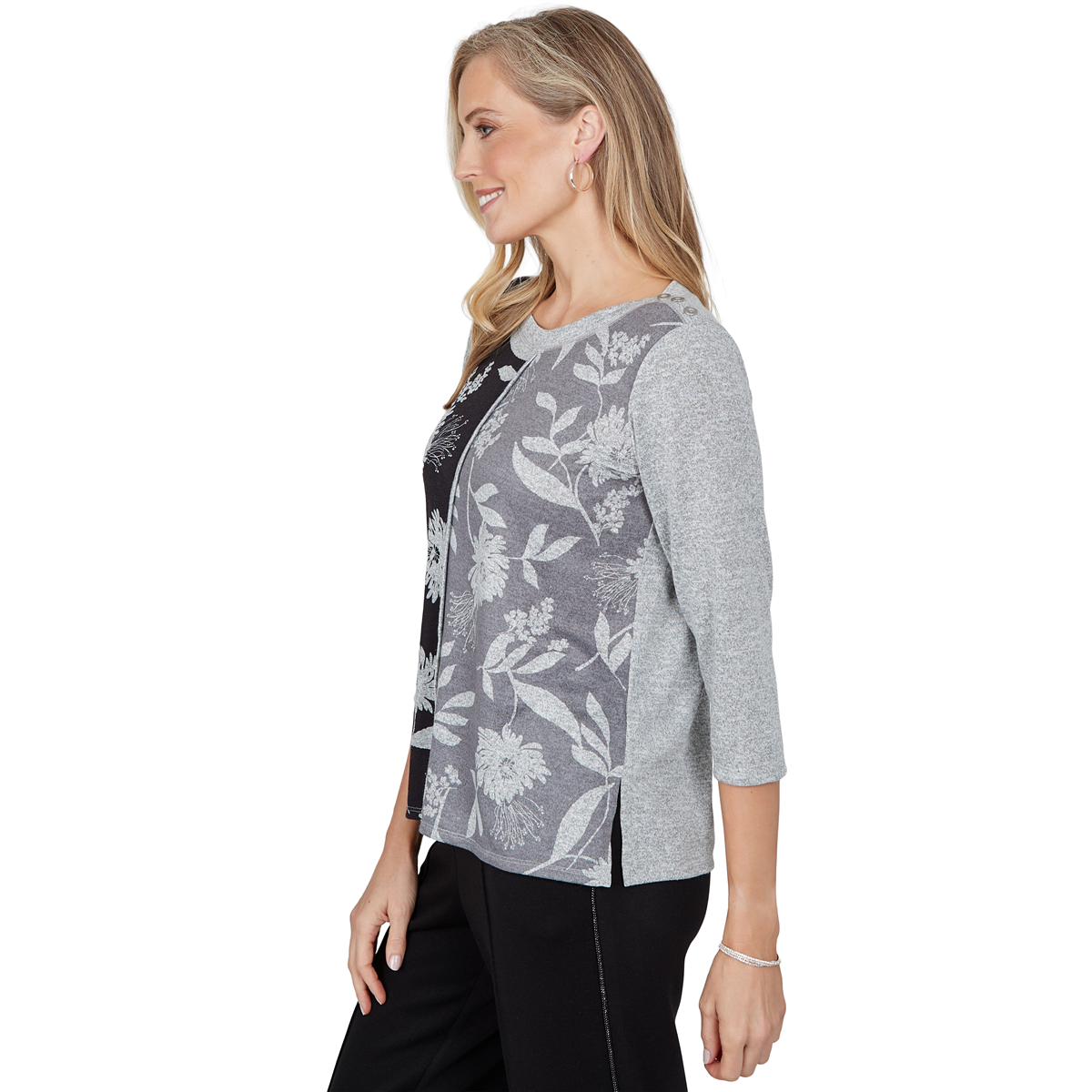 Womens Alfred Dunner Weekend Warrior Floral Knit Blouse