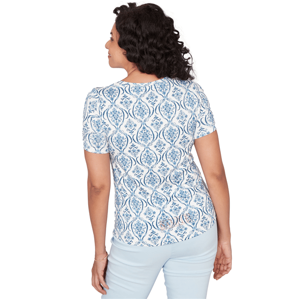 Petite Emaline Key Items Ruched Short Sleeve Medallion Tee - image 