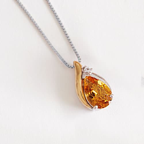 Gemstone Classics&#40;tm&#41; Sterling Silver 10kt. Citrine Necklace - image 