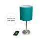LimeLights Stick Lamp w/USB Port & Teal Fabric Shade-Set of 2 - image 6