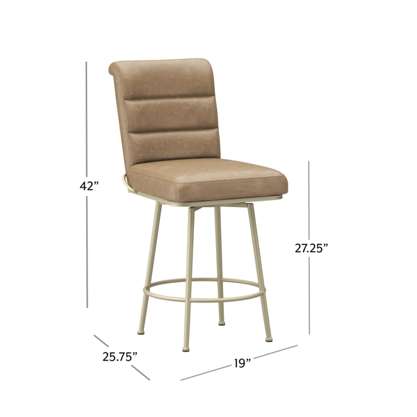 HH2 Home Stause Channel-Tufted Counter Height Swivel Stool