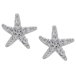 Gianni Argento Starfish Lab Grown White Sapphire Stud Earrings