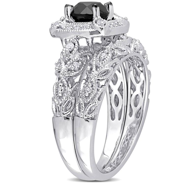 Radiant Rainbow™ Sterling Silver Diamond Bridal Ring Set
