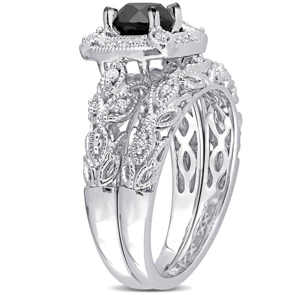 Radiant Rainbow™ Sterling Silver Diamond Bridal Ring Set