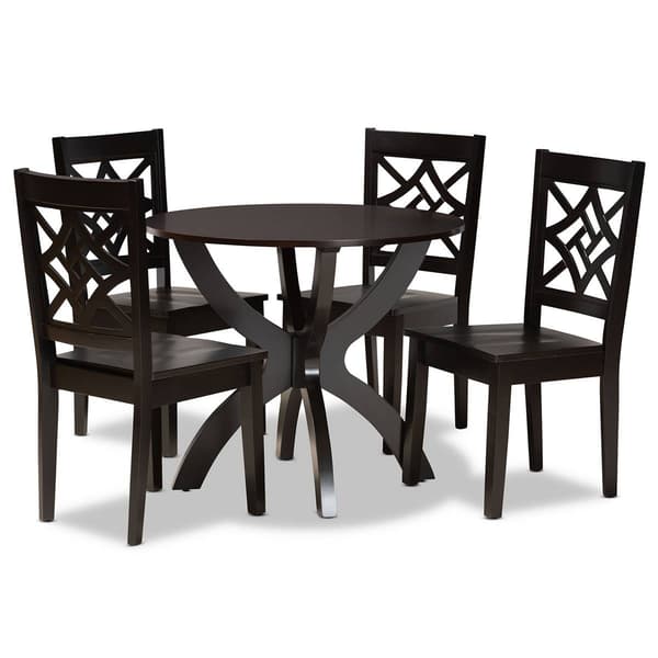 Baxton Studio Anila Dark Brown Finished Wood 5pc. Dining Set