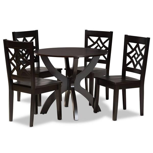 Baxton Studio Anila Dark Brown Finished Wood 5pc. Dining Set - image 