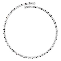 Athra Fine Silver Plated Black & White Crystal Coil Bracelet