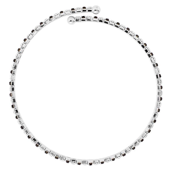 Athra Fine Silver Plated Black & White Crystal Coil Bracelet