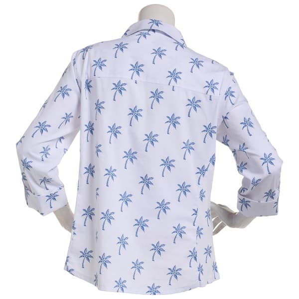 Womens Emily Daniels 3/4 Sleeve Palm Casual Button Down