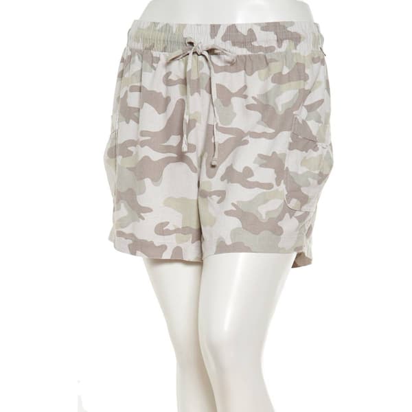 Juniors Plus YMI Pull On Light Faded Camo Shorts w/Wrap Pockets - image 