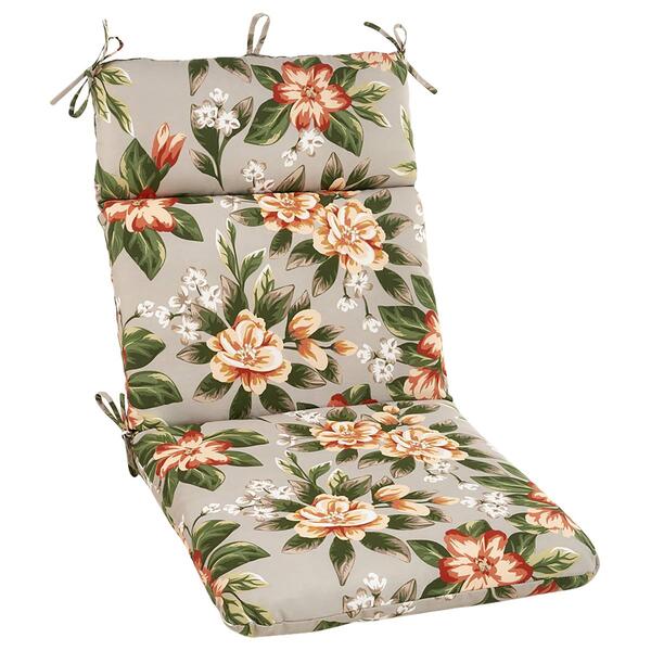 Jordan Manufacturing Floral High-Back Chair Cushion - Grey/Coral - image 