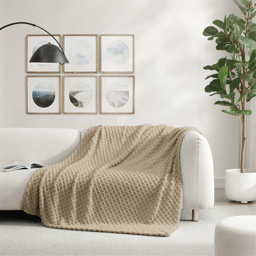 Swift Home Lattice Textured Soft Plush Cozy Throw Blanket