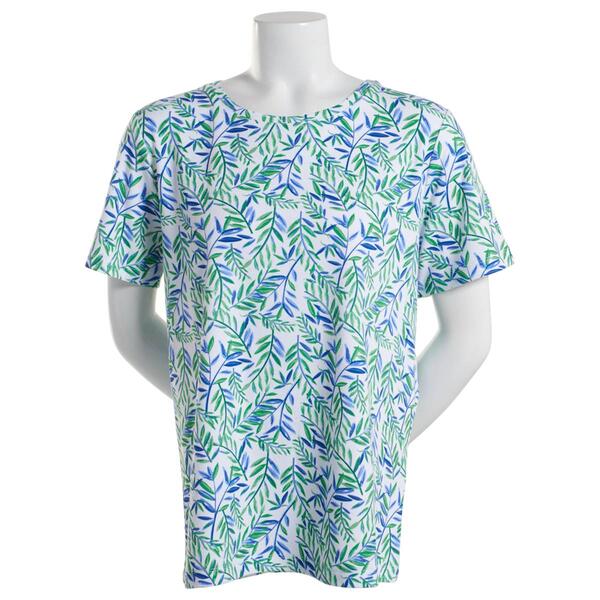 Womens Hasting & Smith Short Sleeve Tropical Crew Neck Top - image 