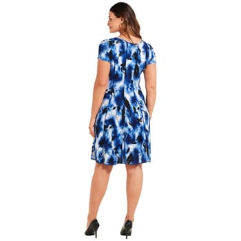 Petites Sami & Jo Short Sleeve A-Line Floral Seamed Dress - Boscov's