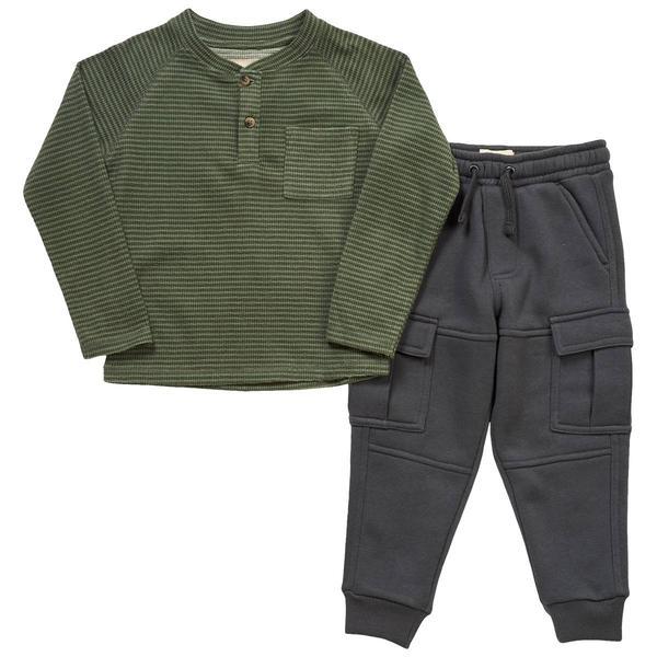 Toddler Boy Stitch & Stone Stripe Waffle Henley & Cargo Joggers