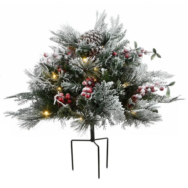 National Tree 18ft. Pre-Lit Snowy Bedford Pine Urn Filler - image 