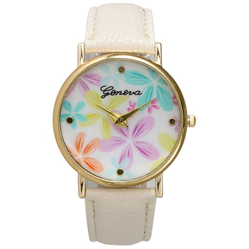 Womens Olivia Pratt Flower Print Leather Strap Watch - 20376Y - image 
