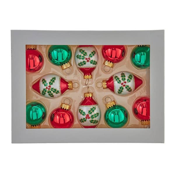 Kurt Adler 35MM Glass Green and Red 12pc. Ornament Set