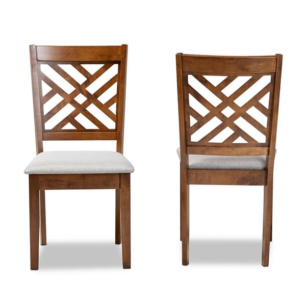 Baxton Studio Caron Grey/Walnut Brown Wood Dining Chairs-Set of 2