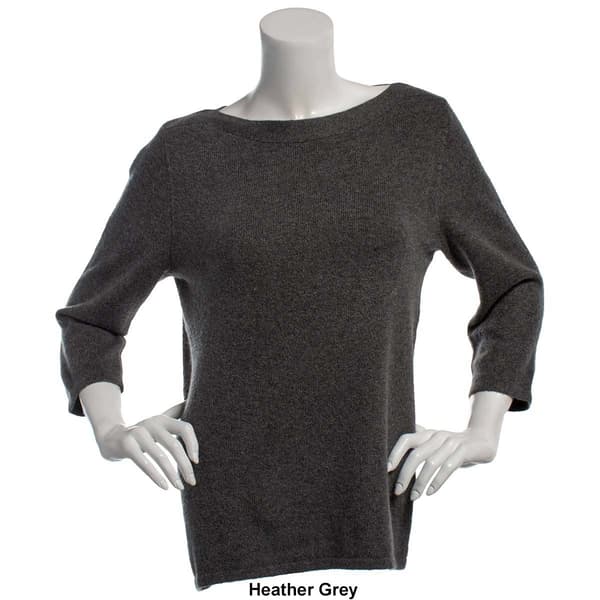 Womens Leo & Nicole 3/4 Sleeve Bateau Yarn Sweater