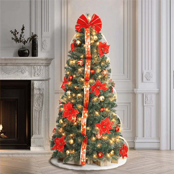 Puleo International 6ft. Pre-Lit Pop-Up Adorned Christmas Tree