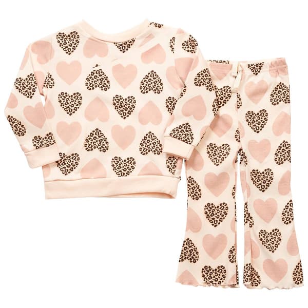 Toddler Girl bon bebe&#40;R&#41; Leopard Heart Sweatshirt & Flare Pants Set - image 