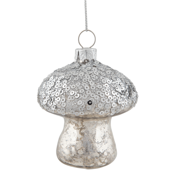 Northlight Sequined Mercury Glass Mushroom Christmas Ornament