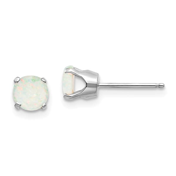 Gemstone Classics(tm) White Gold 5mm. Opal Stud Earrings - image 