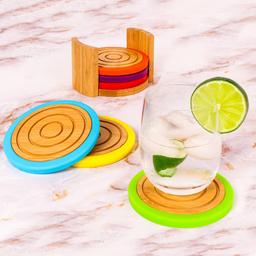 BergHOFF 6pc. Bamboo Colored Rim Round Coasters