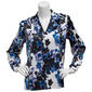 Petite Kasper Long Sleeve Satin Floral V-Neck Blouse - image 1