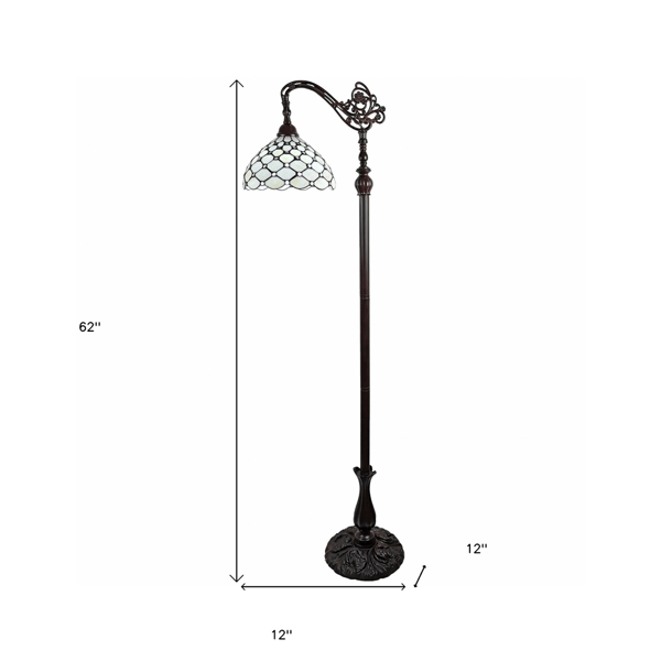 HomeRoots 62in. Brown Metal Floor Lamp With Glass Shade
