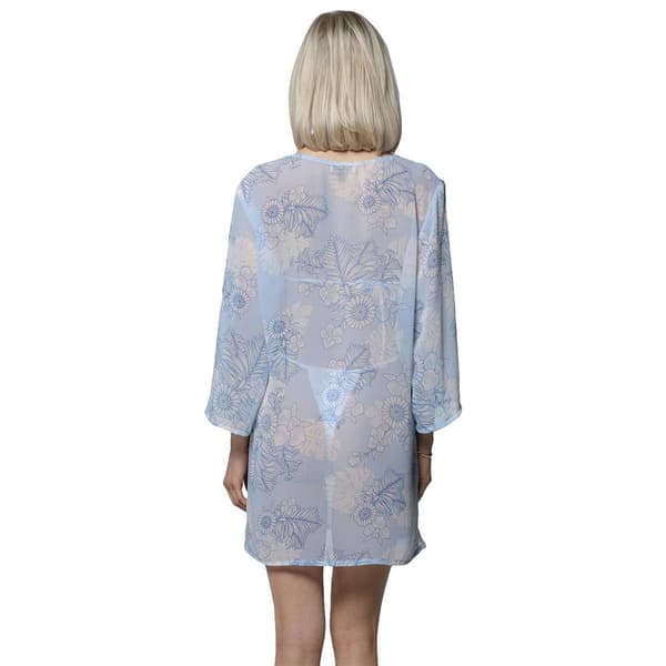 Womens J Valdi Waikki Tie Neck Floral Tunic Swim Cover Up