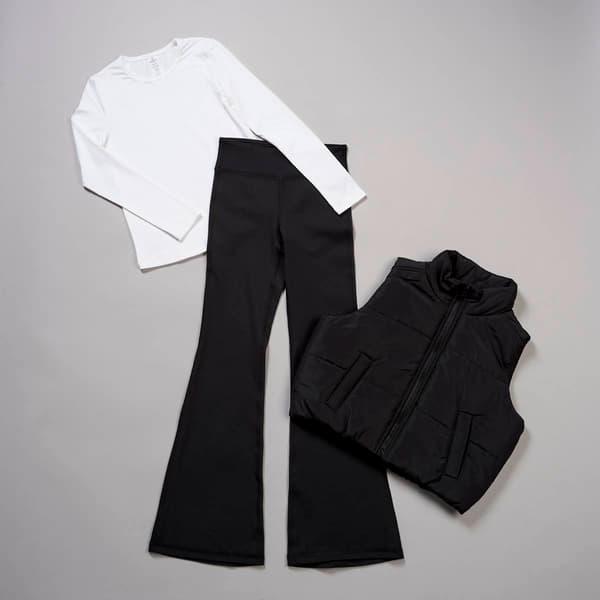 Girls (7-16) 90 Degree® by Reflex 3pc. Puff Vest Top & Leggings - image 