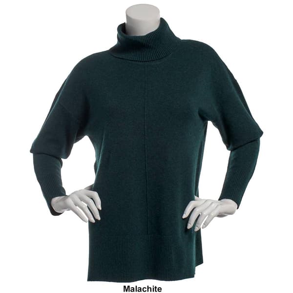 Womens Calvin Klein Long Sleeve Rib Panel Turtleneck Sweater