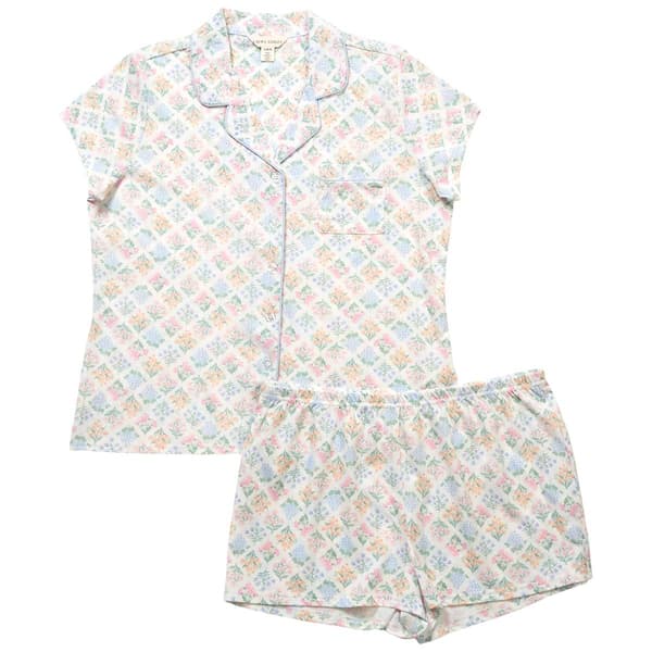 Womens Laura Ashley(R) Short Sleeve Geo Bouquets Short Pajama Set