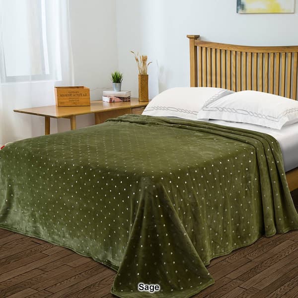 Superior Metallic Polka Dot Ultra-Plush Fleece Blanket