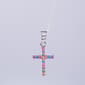 Kids Sterling Silver Multicolor Crystal Cross Necklace - image 1