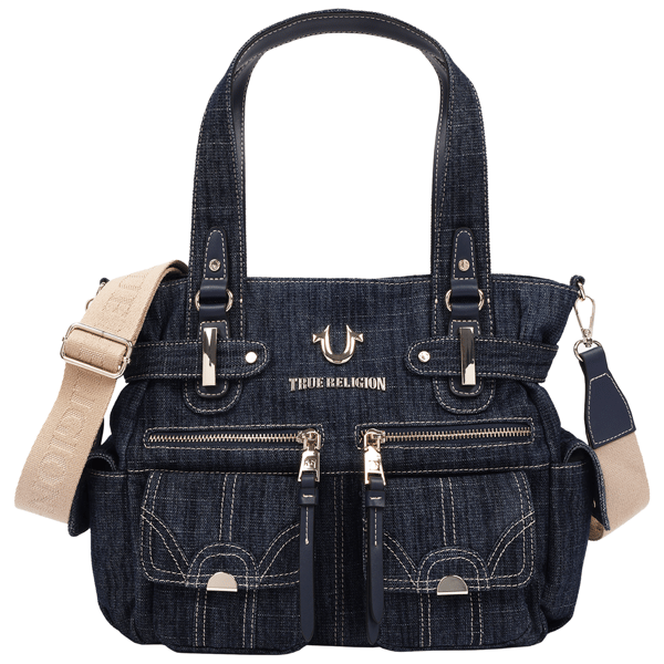 True Religion Multi Pocket Denim Cinch Tote - image 