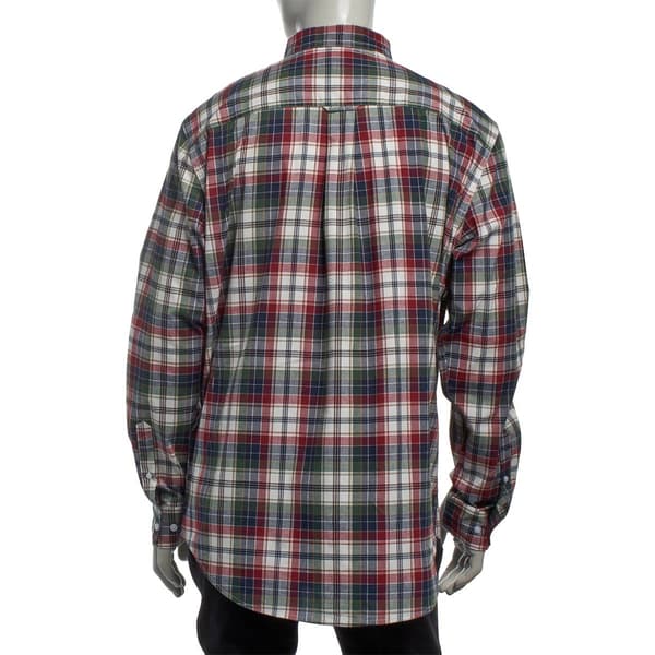 Mens Big & Tall Chaps Stretch Plaid Button Down Shirt - Vanilla