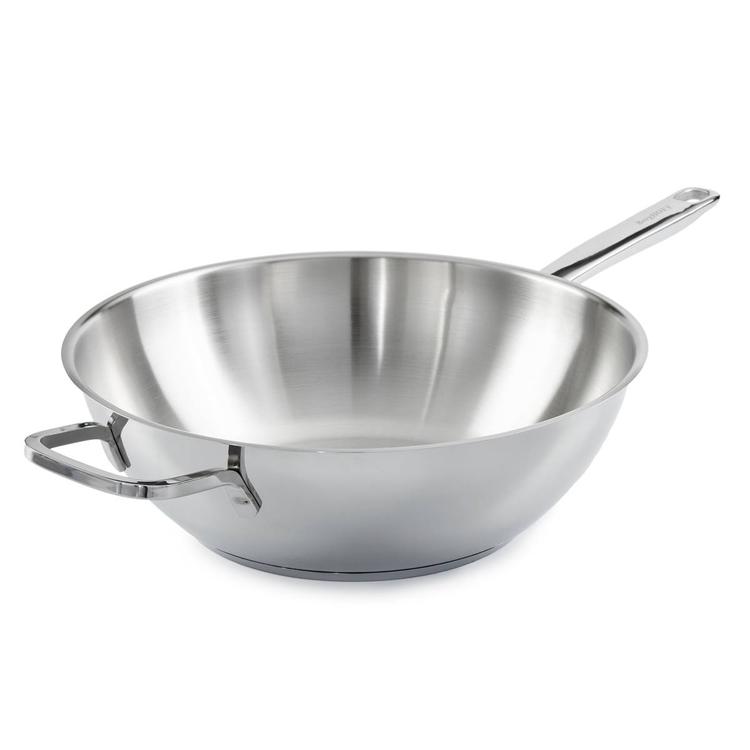 BergHOFF Helix Stainless Steel 12in. Wok Pan w/ Glass Lid