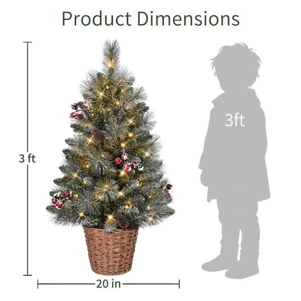 Puleo International 3ft. Pre-Lit Snowy Christmas Tree in Basket