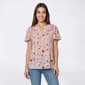 Womens Napa Valley Short Sleeve Floral Clip Dot Henley Blouse - image 1