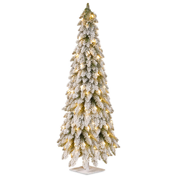 National Tree 60in. Snowy Down Swept Pre-Lit Forest Tree - image 
