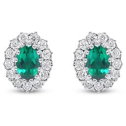 Nova Star® Lab-Grown Emerald & 1/2ctw. Lab-Grown Diamond Earrings